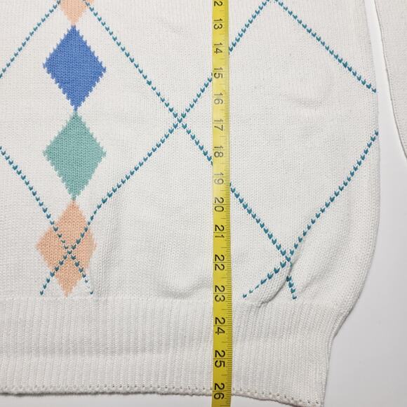 Vintage Sansabelt Golf Sweater Cotton Men's Large Pullover Abstract Preppy - Picture 5 of 6